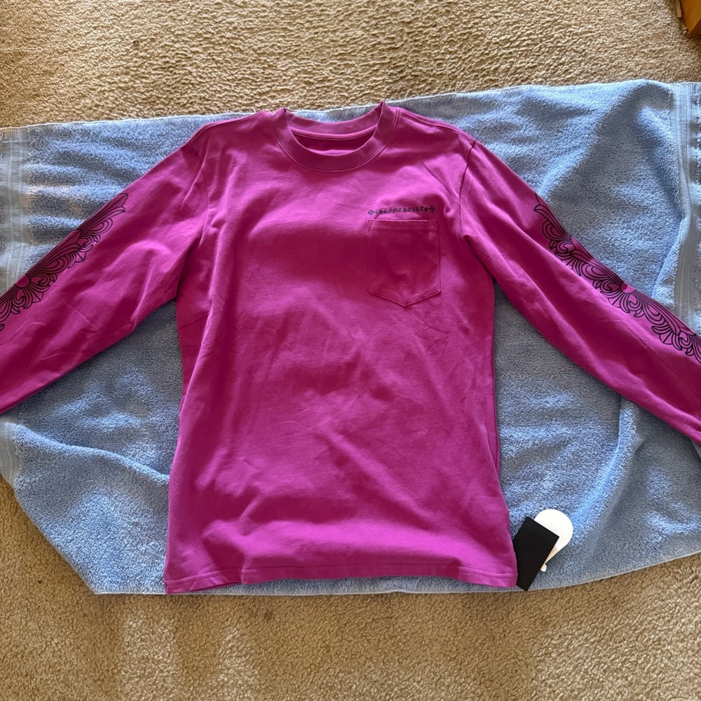 Matty boy Chrome Hearts Men’s Long-Sleeve Pocket Tee - Hot Pink M